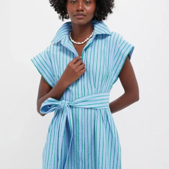 NWT Tuckernuck Delphinium Seersucker Mini Callie Dress - Medium - Picture 2 of 9